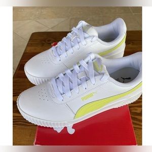 Puma Carina 2.0 White Lime Green size 7.5 NWT